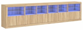 Credenza con luci led rovere sonoma 283x37x67 cm