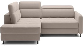 Divano angolare marrone chiaro allungabile/con contenitore (con penisola a sinistra/a L) e rivestimento in velluto Barea – ELTAP