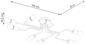 Sollux SL.1671 - Lampadario a plafone TIMBO 8xE27/15W/230V nero/beige/faggio