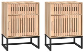 Comodini 2 pz 40x30x55,5 cm legno multistrato e ferro