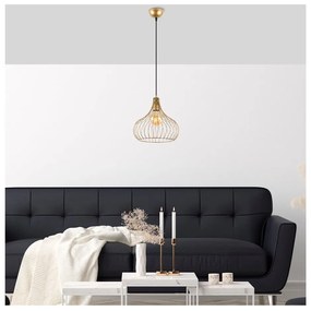 Lampadario dorato con paralume in metallo ø 22 cm Teldemia – Opviq lights