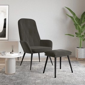 Poltrona Relax Con Poggiapiedi Grigio Scuro İn Velluto /