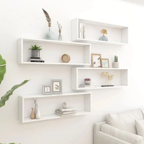 Mensole Parete A Cubo 4 Pz Bianco 100x15x30 Cm İn Multistrato /