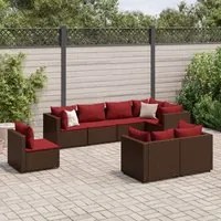 Set Divani da Giardino 8 pz con Cuscini in Polyrattan Marrone 3308197