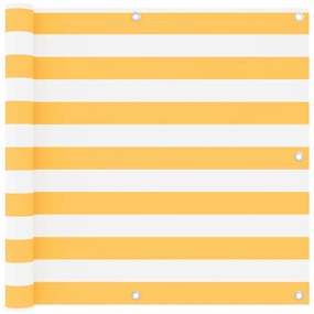 Paravento Balcone Bianco E Giallo 90x400 Cm Tessuto Oxford /