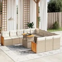 Set Divani da Giardino 11 pz con Cuscini Beige in Polyrattan 3274145