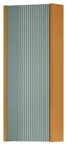 Pensile bagno Niwa laccato opaco senape con vetro verde timo, 1 anta apertura da sinistra P 17 x L 30 x H 78.5 cm