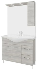 Mobile sottolavabo e lavabo con sifone Symoa per vasca centrale legno grigio in truciolare L 105 x H 81.5 x P 50.5 cm, 2 ante 2 cassetti