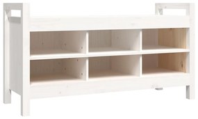 Panca da ingresso bianca 110x40x60 cm in legno massello di pino