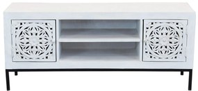 OHM - porta tv con decoro 2 ante 2 ripiani legno e ferro