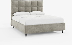 AURO letto imbottito con vano contenitore e testiera capitonné alta in ciniglia Oeko-Tex®