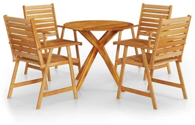 Set mobili da pranzo per giardino 5 pz legno massello di acacia