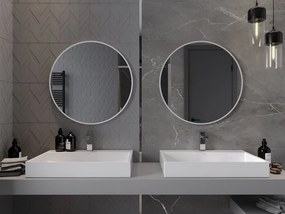Mexen Loft specchio da bagno rotondo 70 cm, cornice bianca - 9850-070-070-000-20