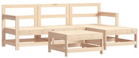 Set Salotto da Giardino 5 pz in Legno Massello di Pino