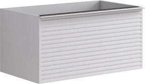 Mobile da bagno sospeso sotto lavabo Pixel stripes 2 cassetti L 80 x H 40 x P 45.5 cm bianco laccato opaco, con maniglia alluminio brillante