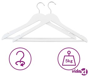 vidaXL Set Appendiabiti 20 pz Antiscivolo Bianchi in Legno Massello