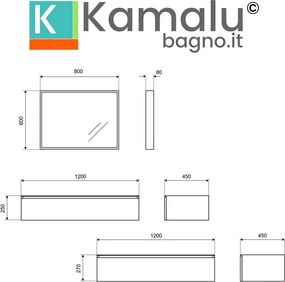 Composizione bagno sospesa con 2 mobili da 120cm | KAM-KK1202 - KAMALU