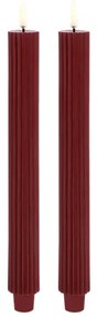 Candela a Cono LED Grooved 2-pack 3,2x25,5 cm Wine Rosso/Smooth - Uyuni Lighting