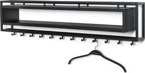 Attaccapanni da parete nero in metallo con scaffale 118 cm School – Spinder Design