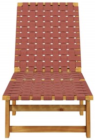 Lettino prendisole rosso in legno massello di acacia e tessuto