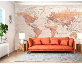 Carta da parati
adesiva Mappe del mondo: Orange World