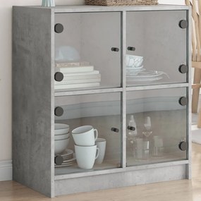 Mobile Con Ante İn Vetro Grigio Cemento 68x37x75,5 Cm /