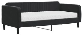 Divano letto con materasso nero 90x190 cm in velluto