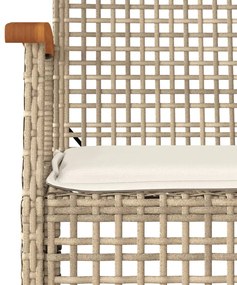 Set da pranzo da giardino 3 pz con cuscini beige in polyrattan