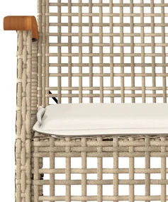 Set da pranzo da giardino 3 pz con cuscini beige in polyrattan