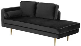 Chaise longue velluto nero sinistra MIRAMAS Beliani