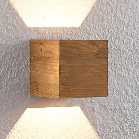 Lindby Applique a LED Benicio, 11 cm, angolare, legno