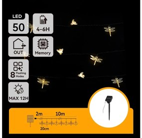 Aigostar - Catena luminosa decorativa solare a LED 50 LED/8 funzioni 10 m 800 mAh IP65 bianco caldo
