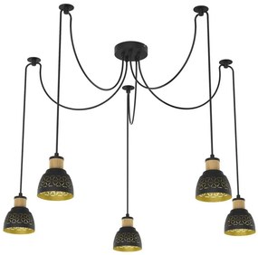 Prezent 27525 - Lampadario a sospensione con filo MESCALA 5xE14/40W/230V ragno nero
