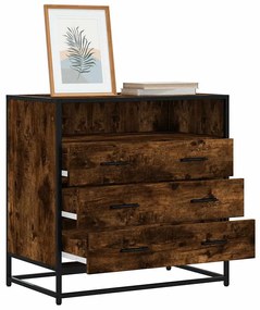 Cassettiera Rovere Fumo 70x41x70 Cm İn Legno Multistrato /