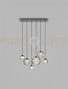 Puppet sospensione l6 fume' trasparente nero opaco 6 luci attacco g9
