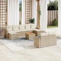 Set Divano da Giardino 10 pz con Cuscini Beige in Polyrattan 3224336