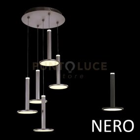 Tua, lampada a sospensione 5 luci, nero opaco, led/45w 3000k 4050lm...