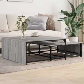 Tavolini Impilabili 2pz Grigio Sonoma İn Multistrato E Metallo /