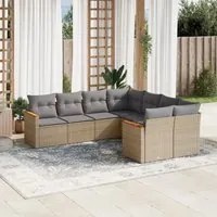 Set Divano da Giardino 8 pz con Cuscini Beige Misto Polyrattan 3226556