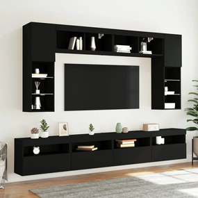 Mobile TV a Parete con Luci LED Nero 60x30x40 cm