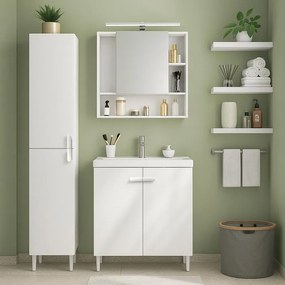 Mobile da bagno sotto lavabo SENSEA Easy bianco laccato opaco L 70 x H 80 x P 40 cm 2 ante, lavabo non incluso