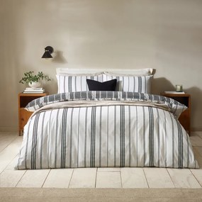 Set copripiumino e federa bianco e nero per letto matrimoniale 3 pezzi 200x200 cm Harbour Stripe – Catherine Lansfield