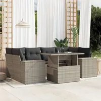 Set Divani da Giardino 7pz con Cuscini Grigio Chiaro Polyrattan 3269022