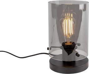 Lampada da tavolo di design nera con vetro fumé - Dome