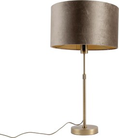 Lampada da tavolo bronzo con paralume in velluto marrone 35cm - Parte