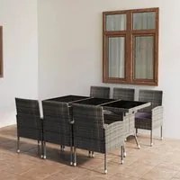 Set Mobili da Pranzo Giardino 7 pz Polyrattan Antracite Grigio cod mxl 41779