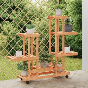 Portafiori Con Ruote 95x25x101 Cm İn Legno Massello Di Abete /