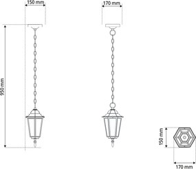 Lampione Storico a Sospensione E27 IP54 Bianco - Serie Tosca