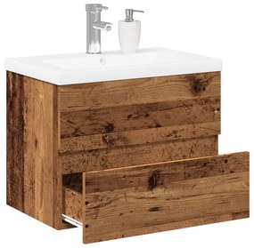 Mobile bagno con lavabo integrato legno antico 61x39,5x49 cm