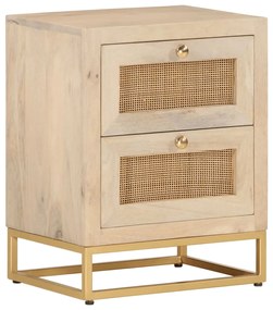 Comodino 40x30x50 Cm İn Legno Massello Di Mango E Ferro /